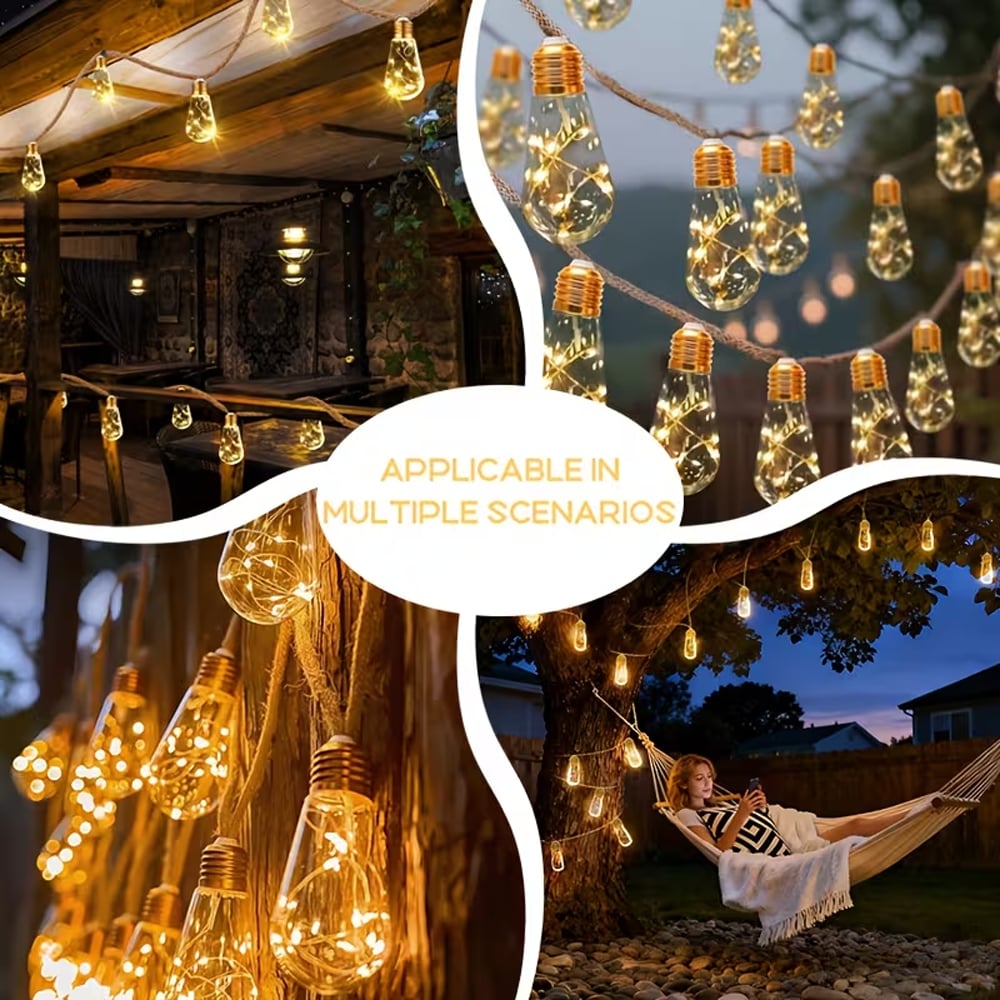 ✨ Jute Rope Bulb String Lights