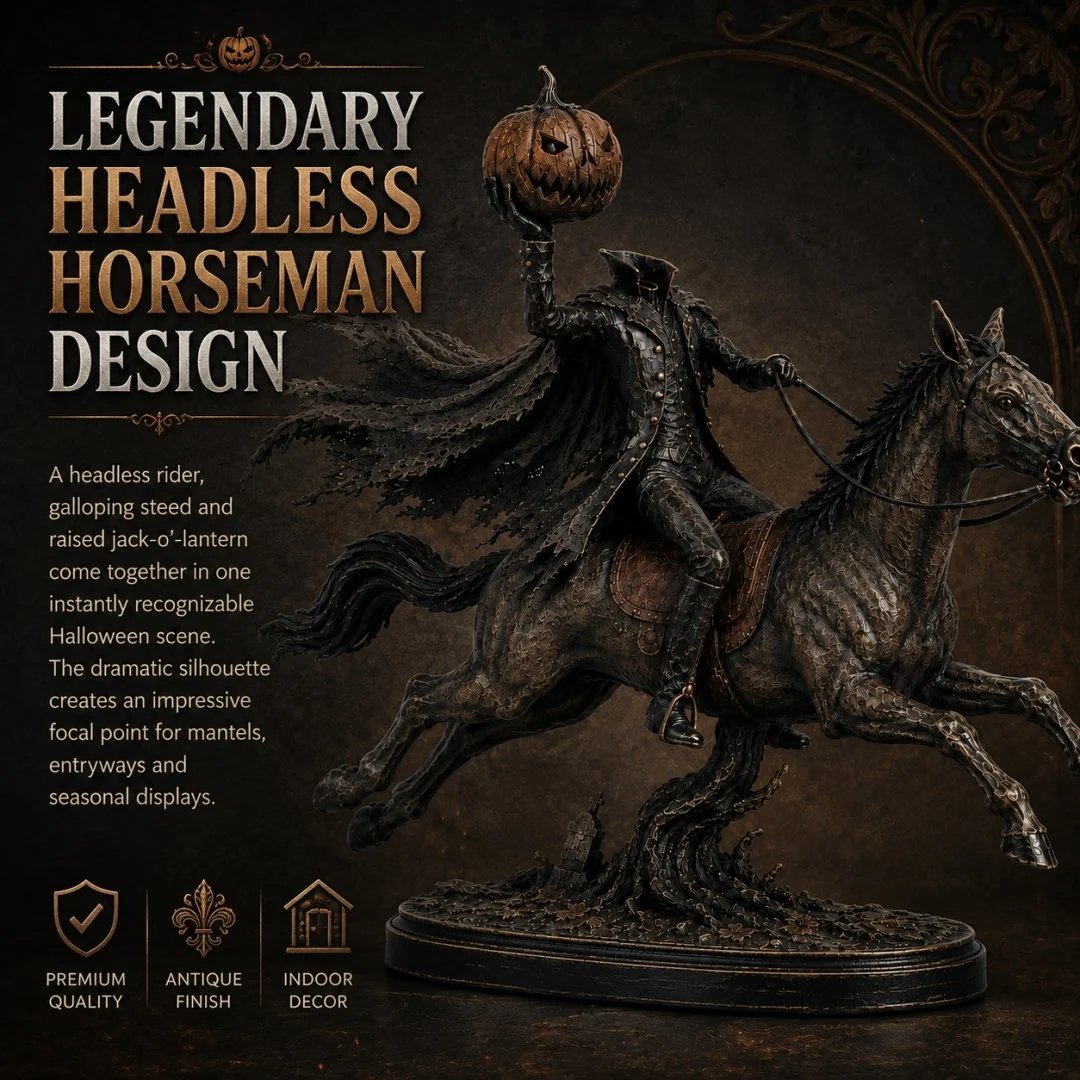 ⏰Limited Stock 50% OFF - 🎃🏇Midnight Chase Headless Horseman Statue