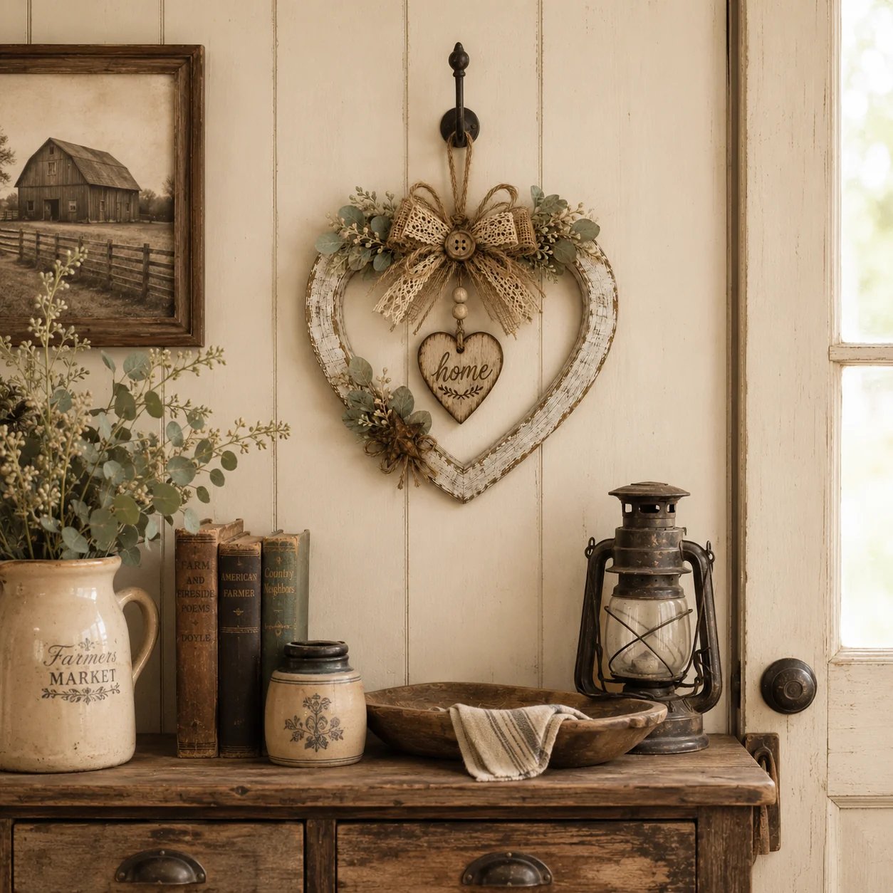 🔥HOT SALE🔥🤎Rustic Farmhouse Heart Wall Decor with “Home” Sign