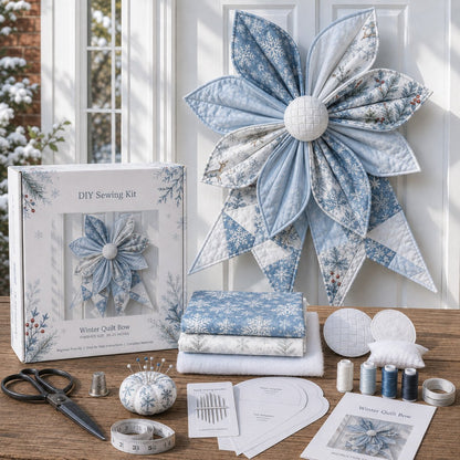🎀 DIY Oversized Quilted Bow Sewing Kit – 23–25 in Seasonal Door Décor