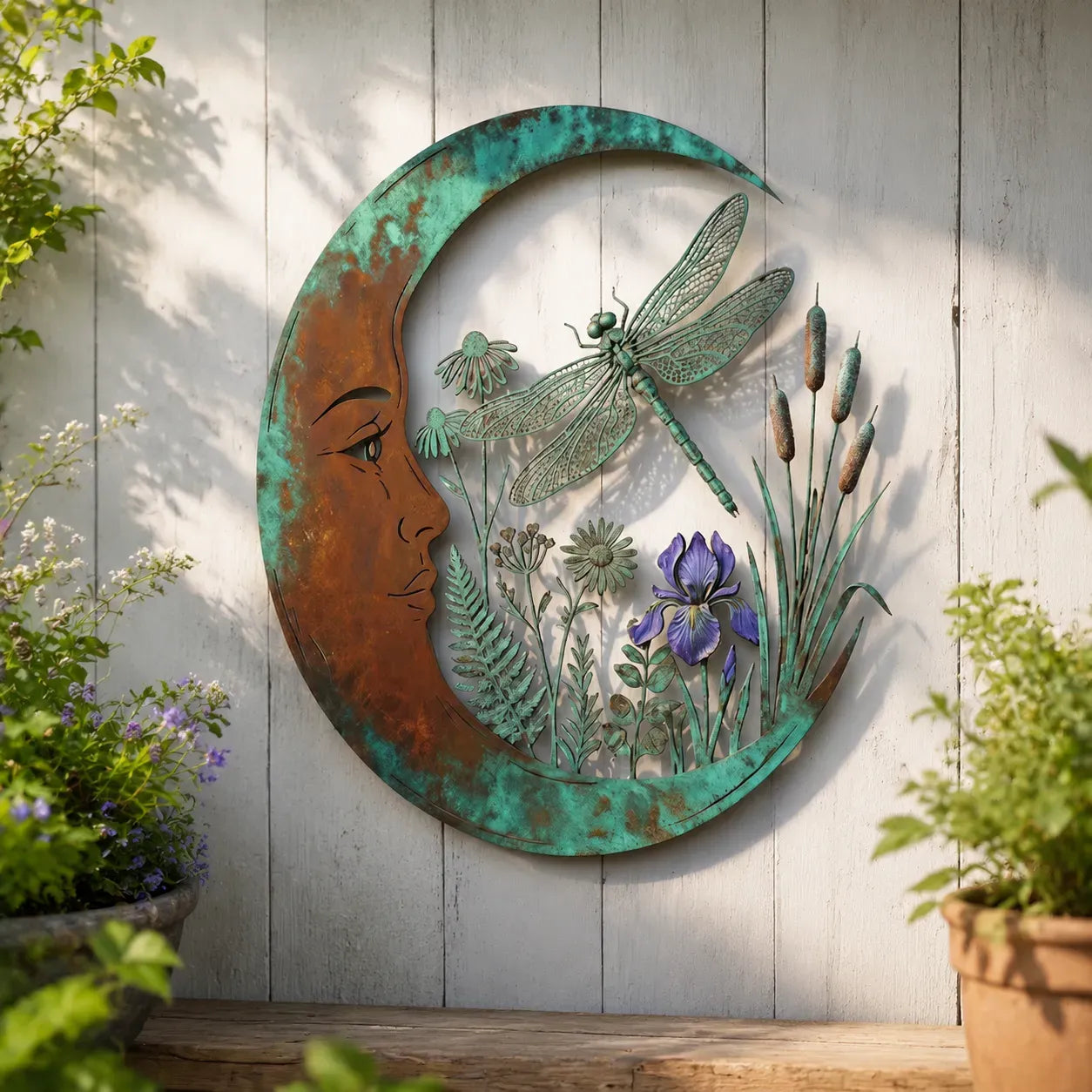 ⏰ LAST DAY  - Handcrafted Metal Crescent Moon Owl Wall Art 🌙🦉 A Timeless Garden Accent Inspired by Nature