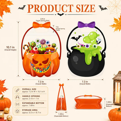 🎃Halloween Plastic Goodie Bags, Candy Gift Bags with Handle