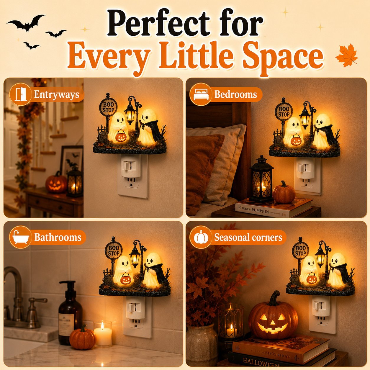 🎉👻🎃 Boo Stop Ghosts Plug-In Halloween Night Light