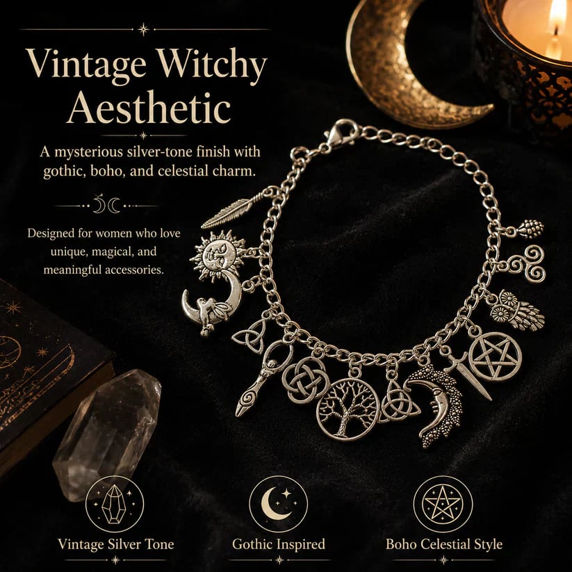 ⚡️Vintage Witchy Charm Bracelet for Women – Celestial Gothic Boho Jewelry
