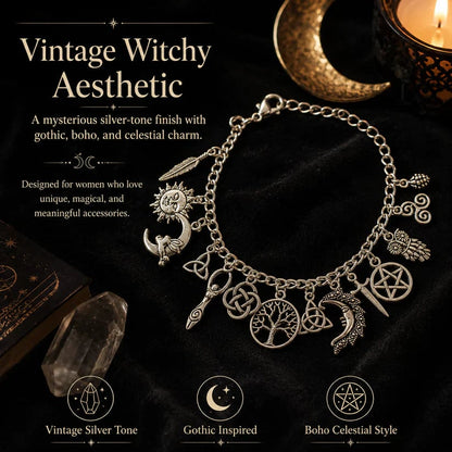 ⚡️Vintage Witchy Charm Bracelet for Women – Celestial Gothic Boho Jewelry