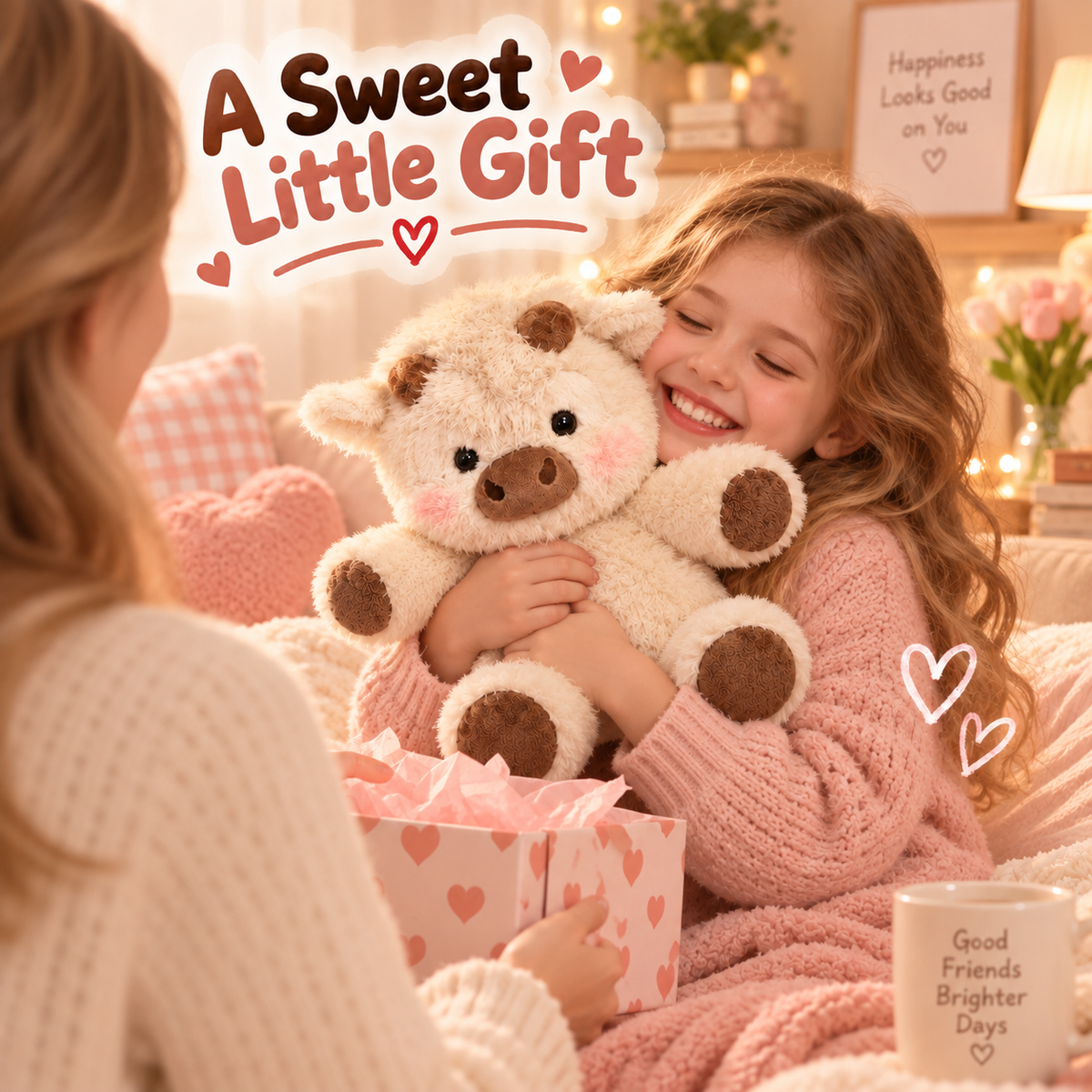 🐮 45CM Fluffy Cow Plush – Super Soft, Huggable & Perfect for Gifting 🎁