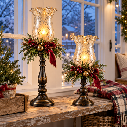 🕯️ Candlelit Christmas™ | Vintage Mercury Glass Candle Lamp