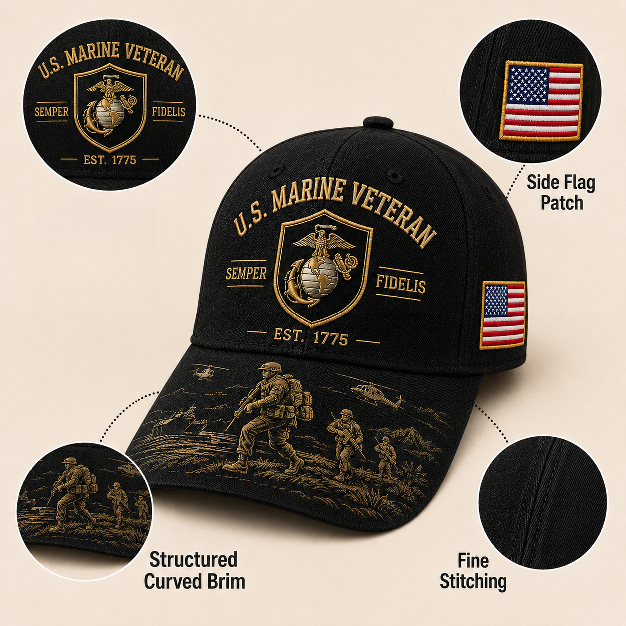 U.S. Marine Veteran Semper Fidelis Commemorative Cap 🎁