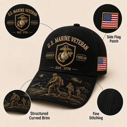 U.S. Marine Veteran Semper Fidelis Commemorative Cap 🎁