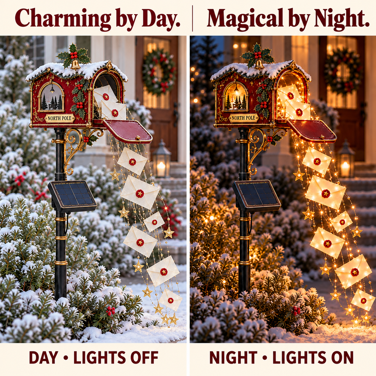 📮 North Pole Wishes Solar Mailbox Light – ✨ A Cascade of Christmas Letters to Light Up Your Garden 🎄