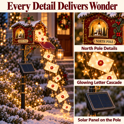 📮 North Pole Wishes Solar Mailbox Light – ✨ A Cascade of Christmas Letters to Light Up Your Garden 🎄