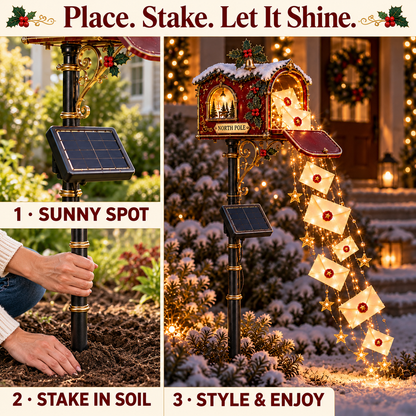 📮 North Pole Wishes Solar Mailbox Light – ✨ A Cascade of Christmas Letters to Light Up Your Garden 🎄