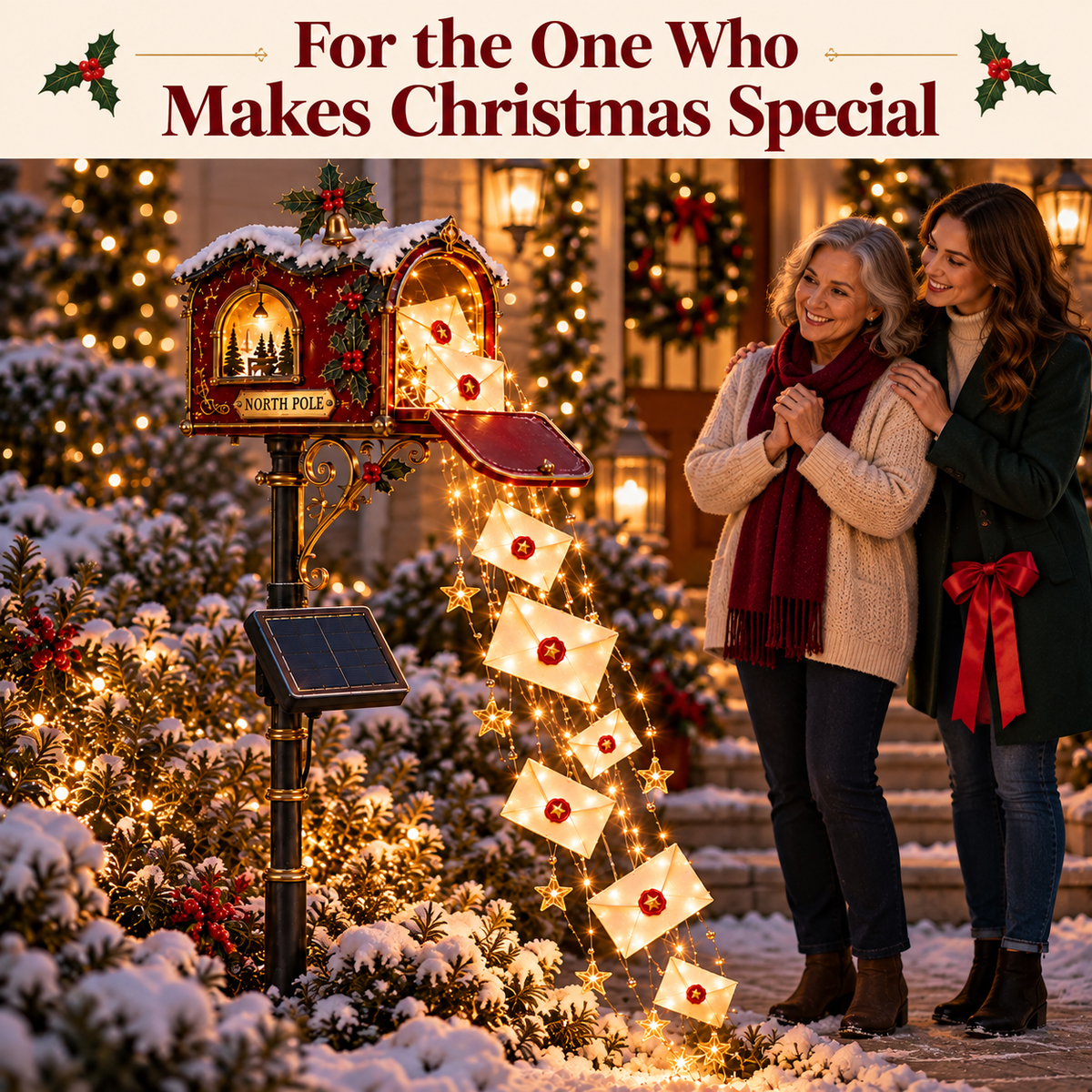 📮 North Pole Wishes Solar Mailbox Light – ✨ A Cascade of Christmas Letters to Light Up Your Garden 🎄