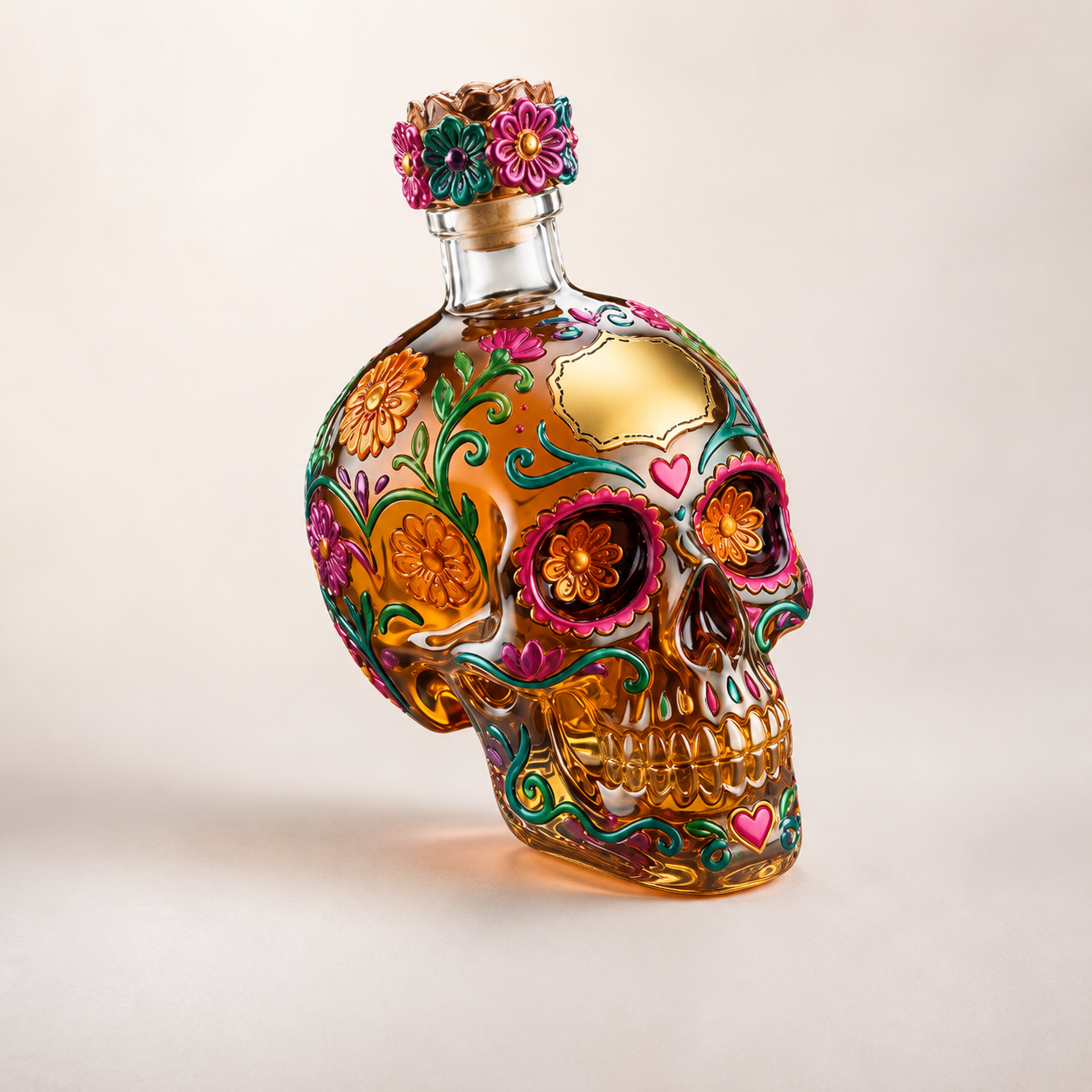 ⚡Floral Skull Whiskey Decanter – Colorful Decorative Liquor Bottle, 350ml