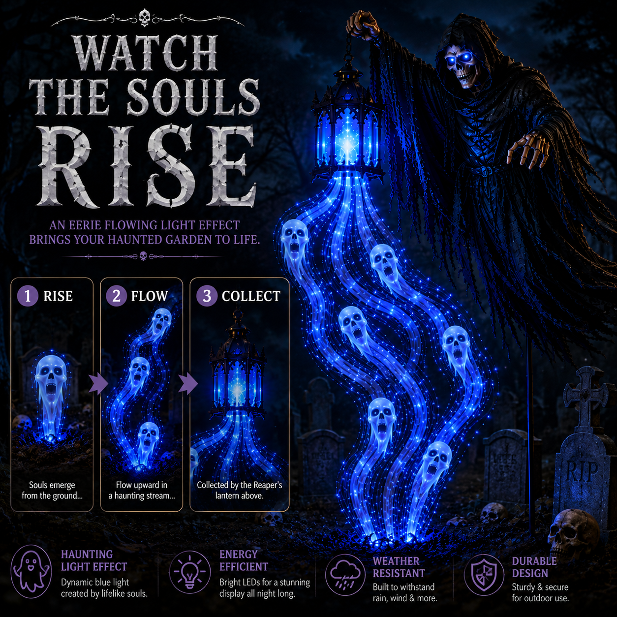 💀Today 49% OFF✨Halloween Soul Harvester Animated Garden Light🏚️