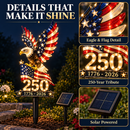 🇺🇸 America 250 Eagle Solar Yard Light – Patriotic Garden Decor | 1776–2026 🦅