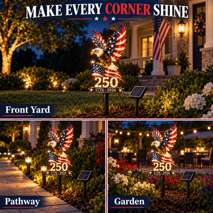 🇺🇸 America 250 Eagle Solar Yard Light – Patriotic Garden Decor | 1776–2026 🦅