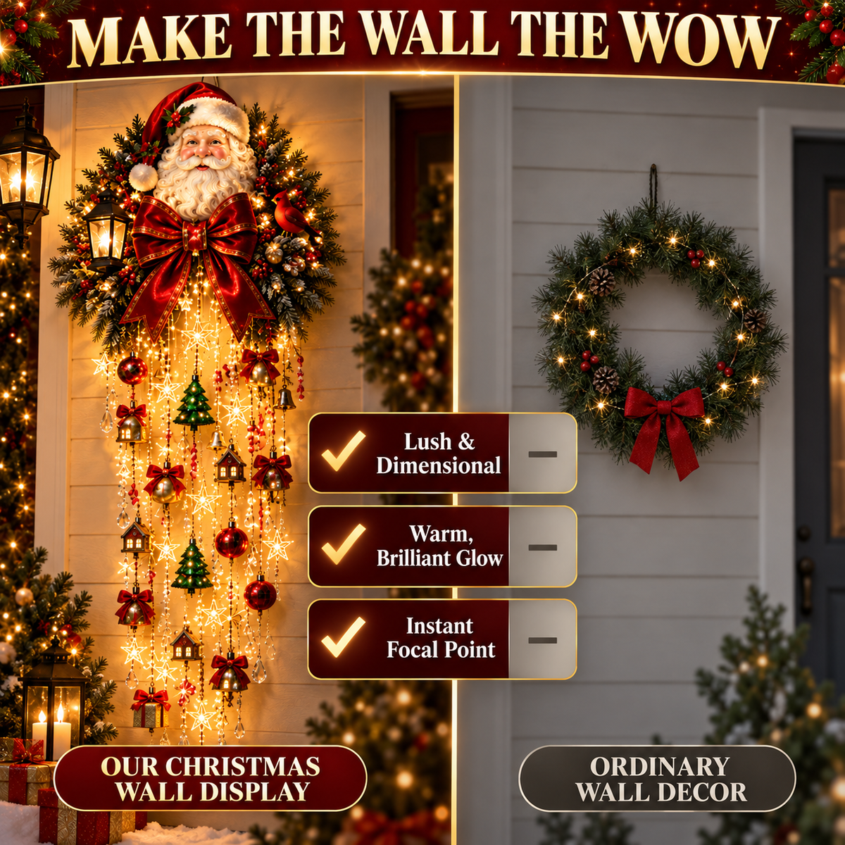 🎅✨ Christmas Magic Cascading Santa Wall Light – 🎅A Show-Stopping Holiday Display for Your Home 🎄🏠