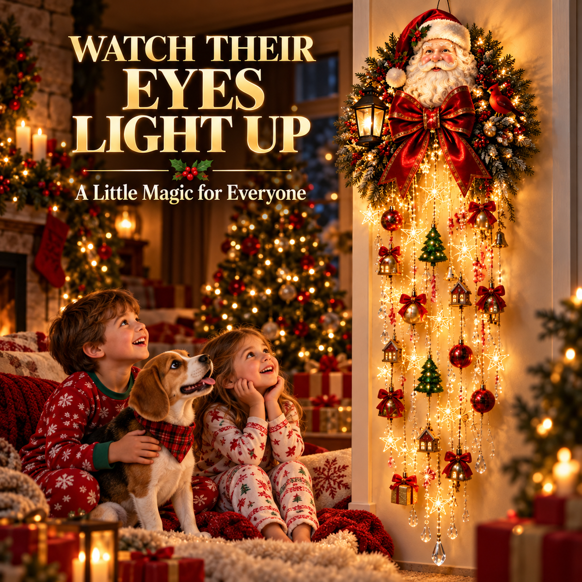 🎅✨ Christmas Magic Cascading Santa Wall Light – 🎅A Show-Stopping Holiday Display for Your Home 🎄🏠
