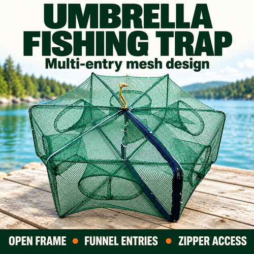 🥳2026 HOT SALE🥳💞50K+ SOLD!🦀🦐 50% OFF! Automatic Foldable Fish Trap – Thickened mesh, rust‑proof steel. Zipper opening for easy harvest. Doubles your catch effortlessly. 🏆🌊