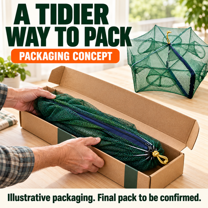 🥳2026 HOT SALE🥳💞50K+ SOLD!🦀🦐 50% OFF! Automatic Foldable Fish Trap – Thickened mesh, rust‑proof steel. Zipper opening for easy harvest. Doubles your catch effortlessly. 🏆🌊