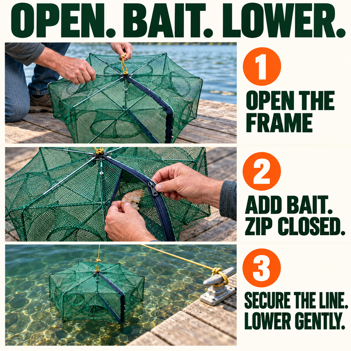🥳2026 HOT SALE🥳💞50K+ SOLD!🦀🦐 50% OFF! Automatic Foldable Fish Trap – Thickened mesh, rust‑proof steel. Zipper opening for easy harvest. Doubles your catch effortlessly. 🏆🌊