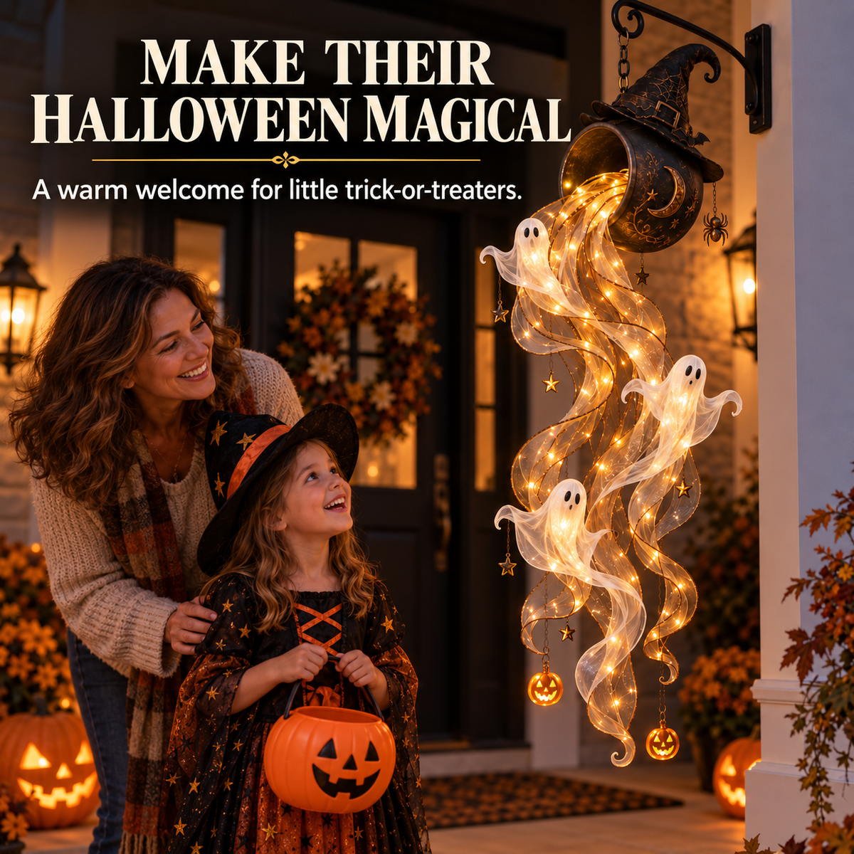 👻 Ghostly Glow Witch’s Cauldron Light – Magical Halloween Hanging Decor 🎃