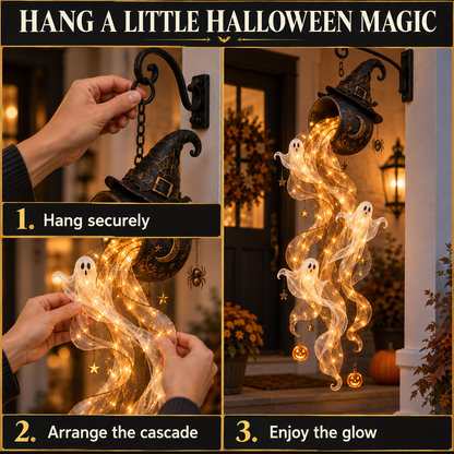 👻 Ghostly Glow Witch’s Cauldron Light – Magical Halloween Hanging Decor 🎃