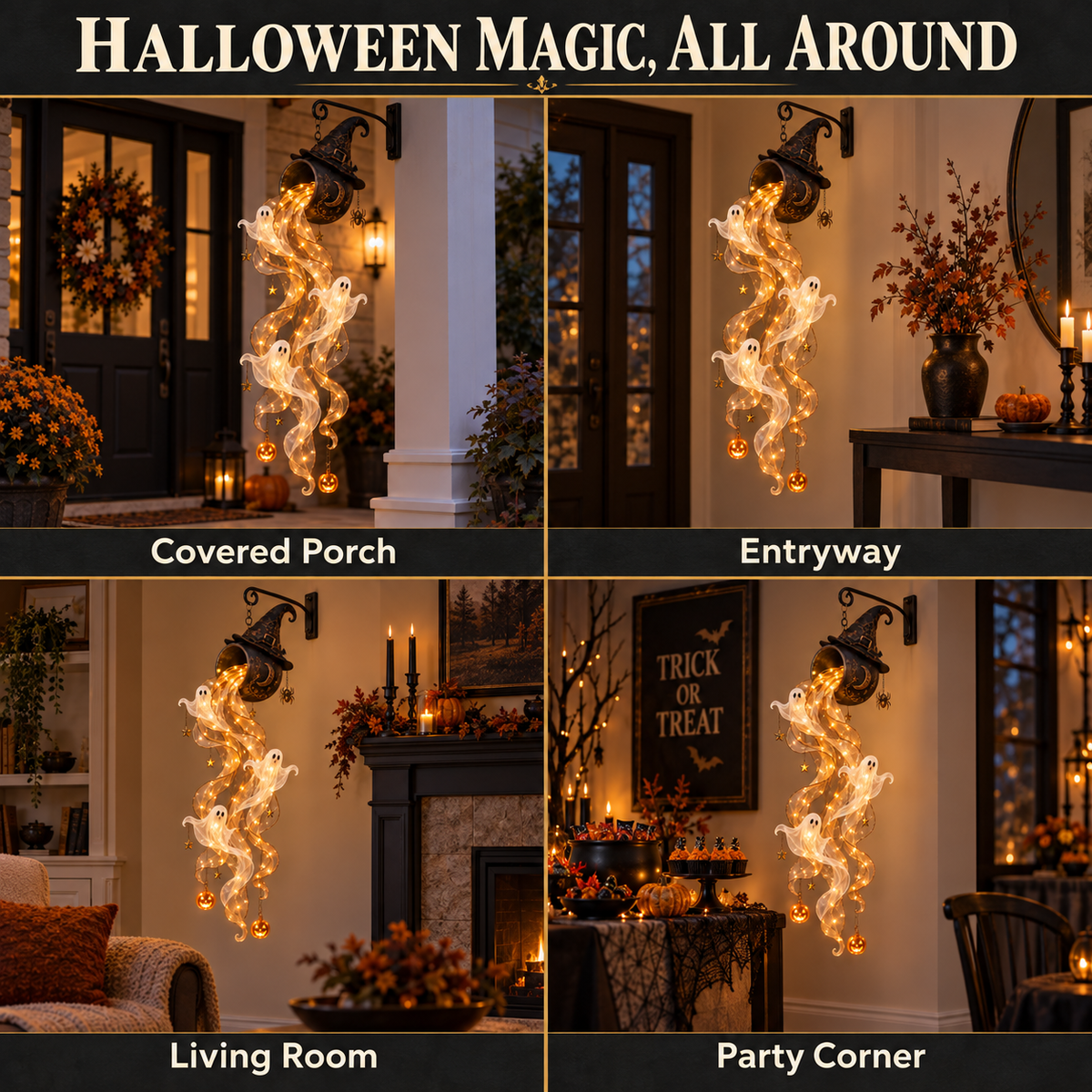 👻 Ghostly Glow Witch’s Cauldron Light – Magical Halloween Hanging Decor 🎃