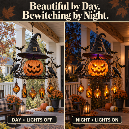 🎃 Witch’s Spell Halloween Hanging Lantern – Glowing Pumpkin & Potion Bottles 🦇