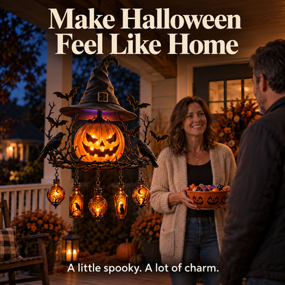 🎃 Witch’s Spell Halloween Hanging Lantern – Glowing Pumpkin & Potion Bottles 🦇
