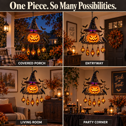 🎃 Witch’s Spell Halloween Hanging Lantern – Glowing Pumpkin & Potion Bottles 🦇