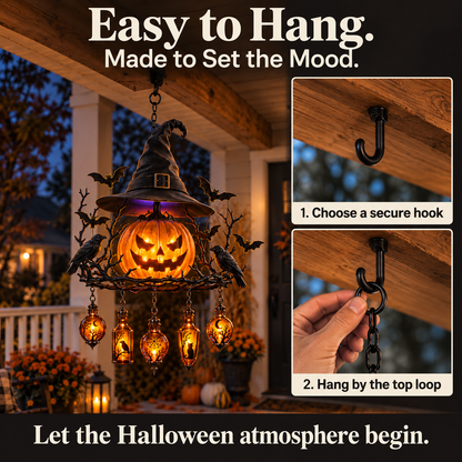 🎃 Witch’s Spell Halloween Hanging Lantern – Glowing Pumpkin & Potion Bottles 🦇
