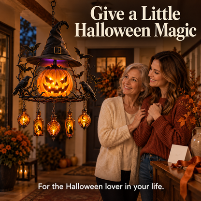🎃 Witch’s Spell Halloween Hanging Lantern – Glowing Pumpkin & Potion Bottles 🦇
