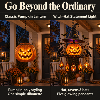 🎃 Witch’s Spell Halloween Hanging Lantern – Glowing Pumpkin & Potion Bottles 🦇