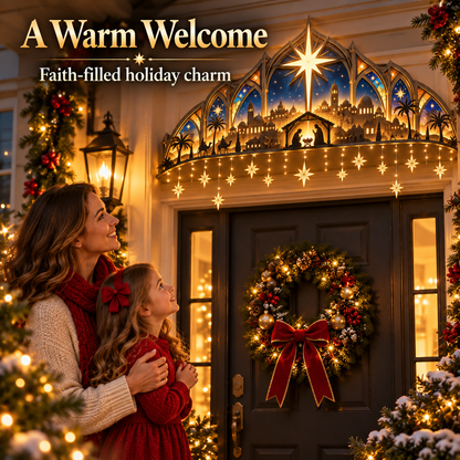 ✨ Bethlehem Star Nativity Lighted Door Topper 🎄 Faith-Inspired Christmas Decor