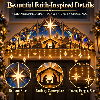 ✨ Bethlehem Star Nativity Lighted Door Topper 🎄 Faith-Inspired Christmas Decor