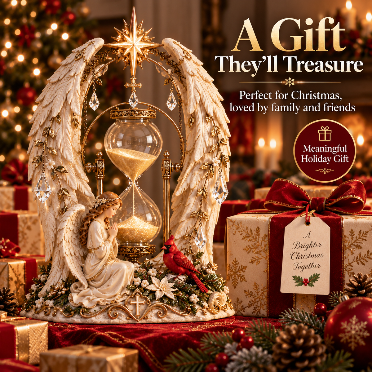 ✨ Heavenly Angel Hourglass Christmas Centerpiece 🎄 – A Timeless Symbol of Faith, Hope & Love🪽