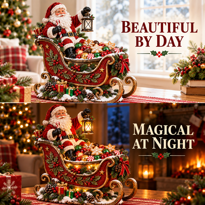 🎅 Santa’s Lantern Sleigh Treat Bowl – Lighted Christmas Candy Dish & Holiday Table Centerpiece ✨