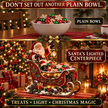 🎅 Santa’s Lantern Sleigh Treat Bowl – Lighted Christmas Candy Dish & Holiday Table Centerpiece ✨