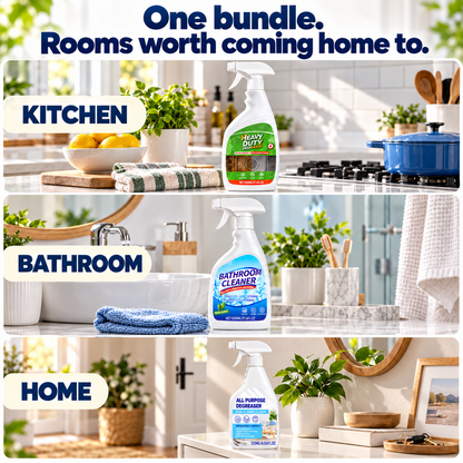 🧽 Whole Home Cleaning Bundle – 3-Bottle Set for Kitchen, Bathroom & More ✨