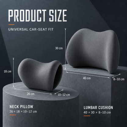 🚗 Memory Foam Car Neck & Lumbar Support Set – Comfort for Every Drive