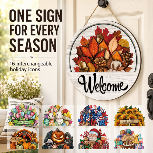 🔥 Hot Sale 49% Off — ⭕️16 PCS Interchangeable Welcome Sign for Front Door