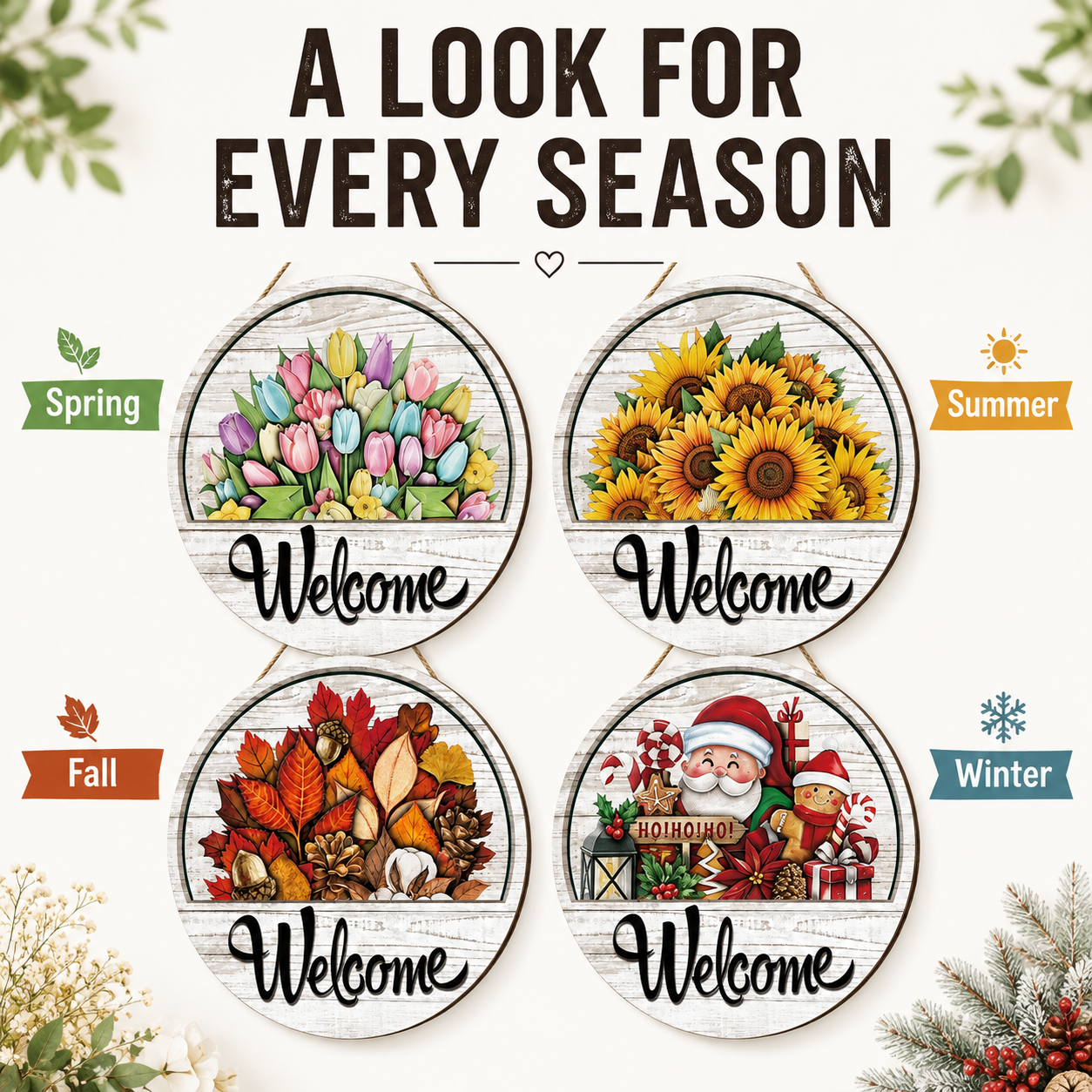 🔥 Hot Sale 49% Off — ⭕️16 PCS Interchangeable Welcome Sign for Front Door
