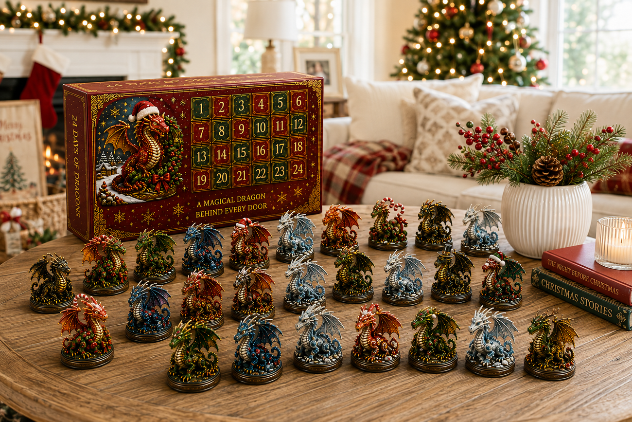 Miniature dragons arranged as a fantasy display