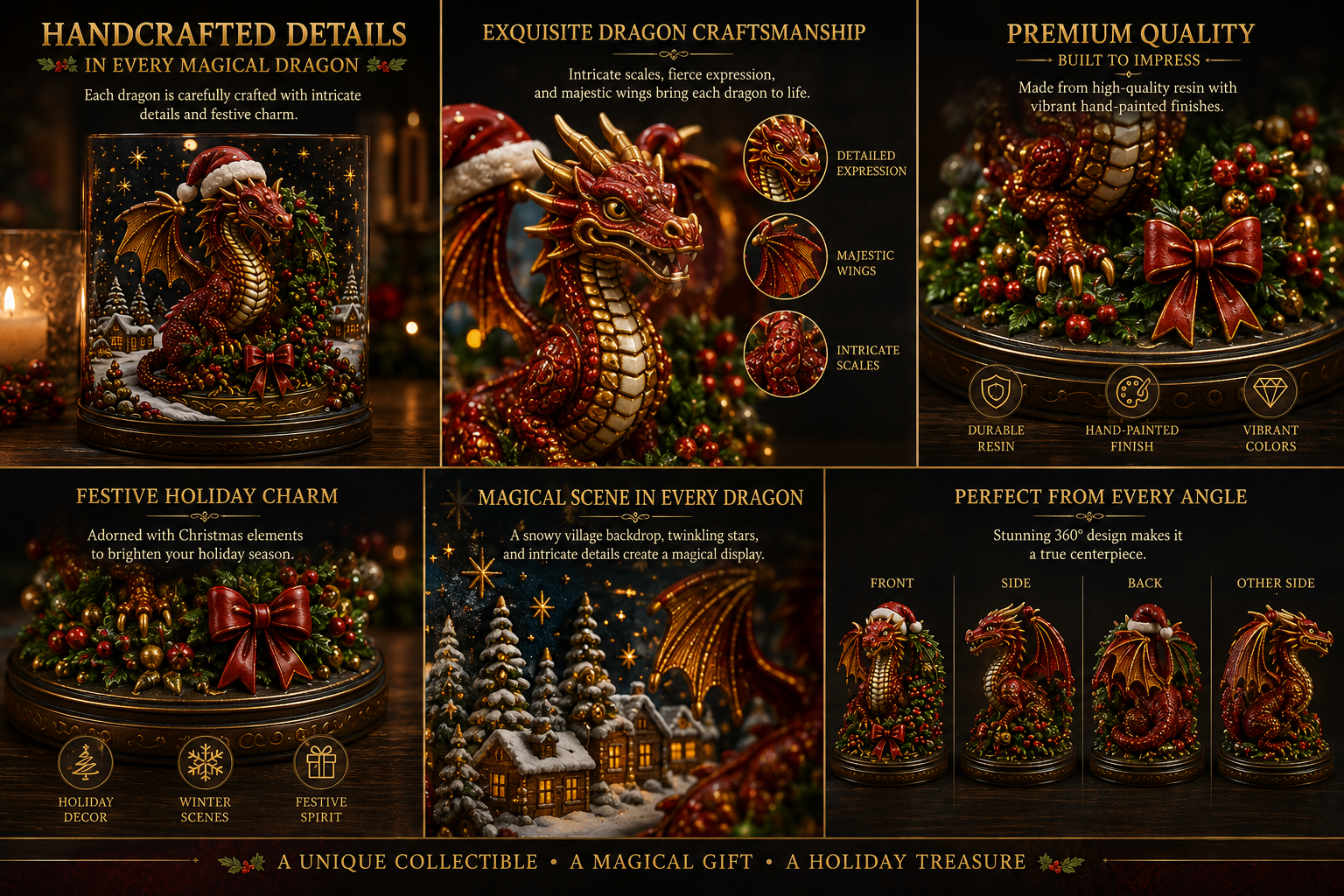 Close view of the miniature dragon details and painted finish