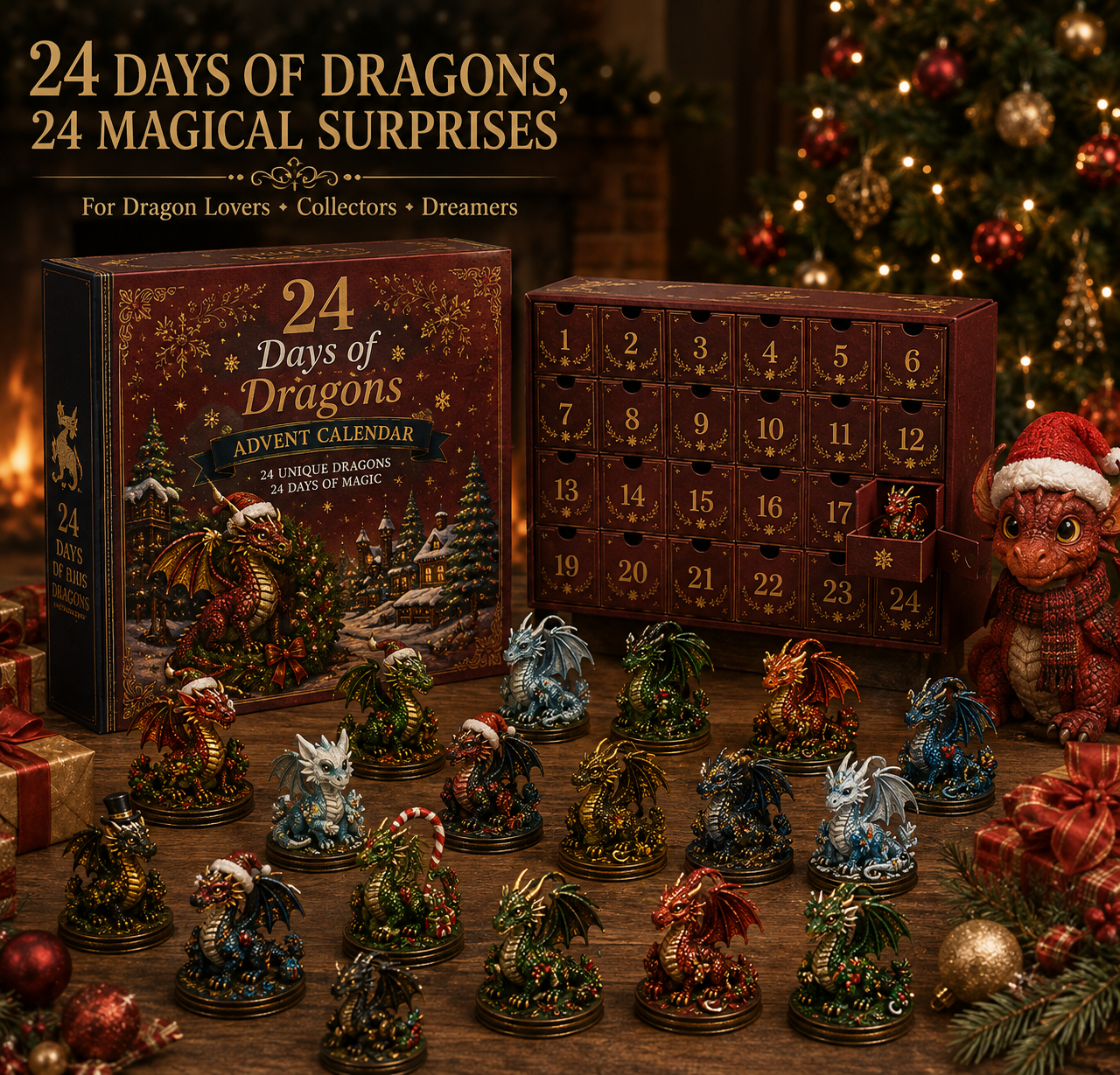 24 Days of Dragons Advent Calendar and miniature dragon collection