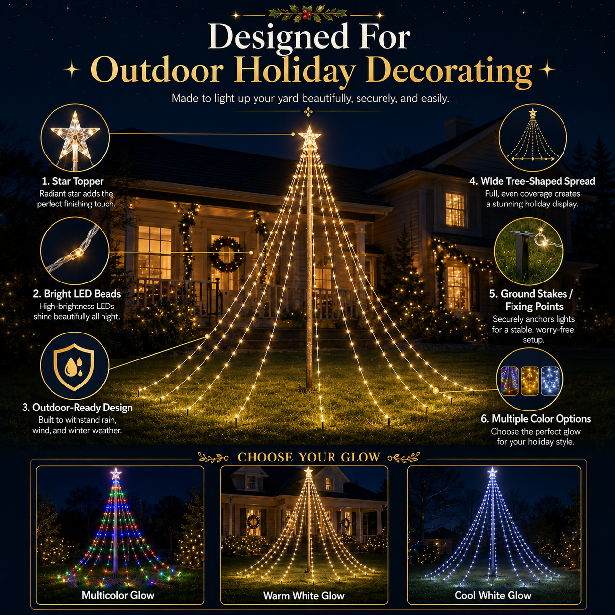 🔥Last Day 50% OFF✨ Outdoor Star Tree String Lights🌟 – 🌈Turn Your Yard Into A Magical Light Show🔥