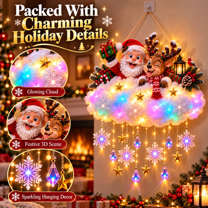50% OFF🎄 Light-Up Christmas Cloud Hanging Decor – Santa & Winter Village Holiday Display