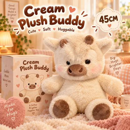 🐮 45CM Fluffy Cow Plush – Super Soft, Huggable & Perfect for Gifting 🎁